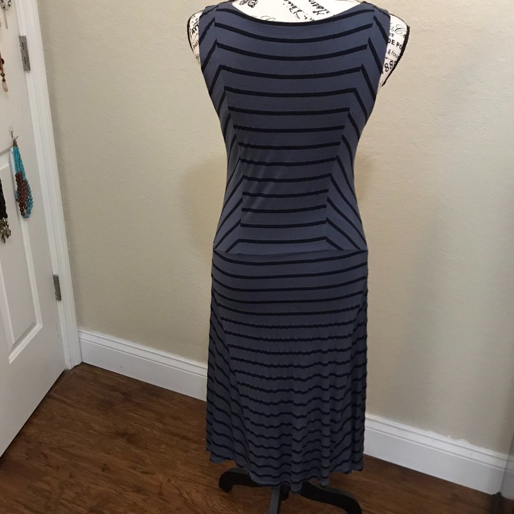 Three Dot Dress Denim and Black Stripes